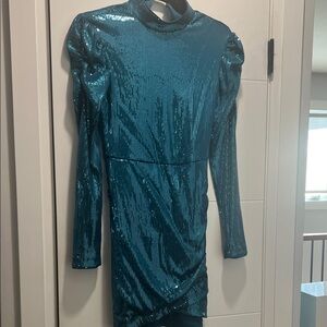 Dynamite Shimmering Teal Sequin Top